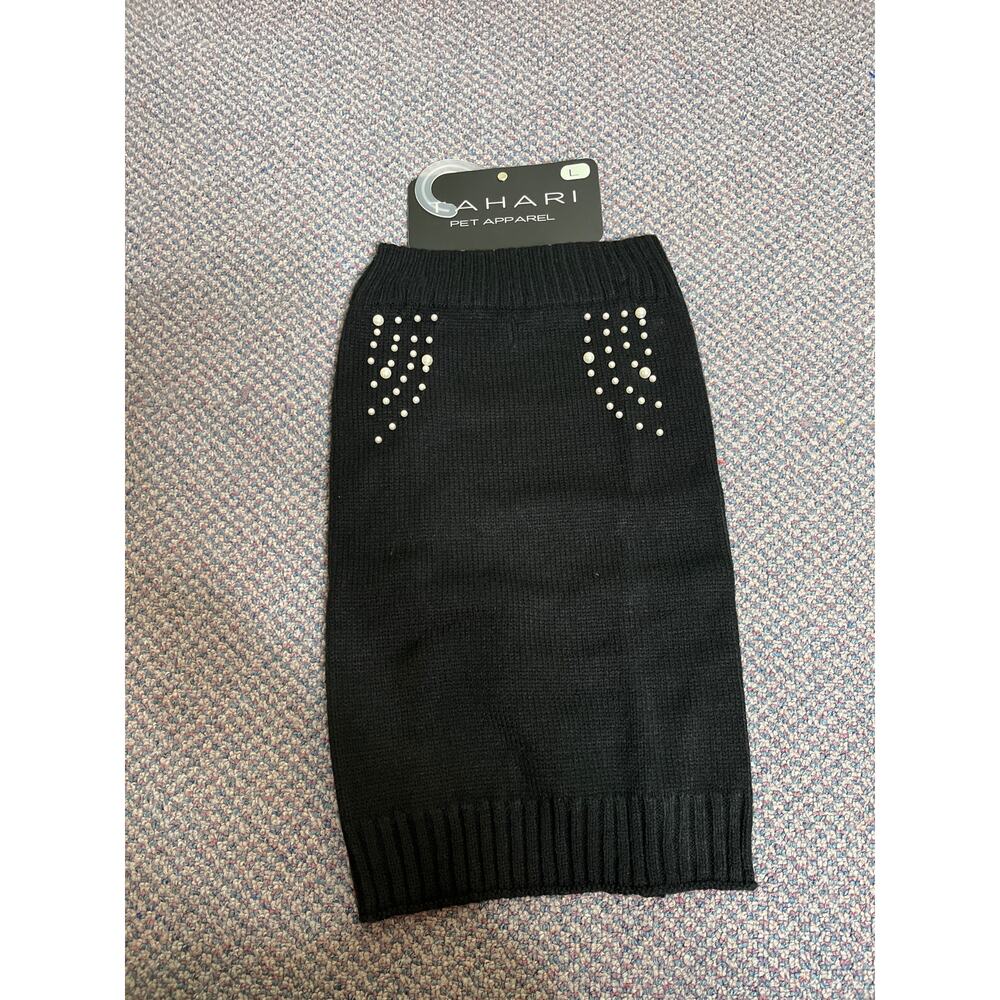 Tahari Black Embellished Pet Sweater Large